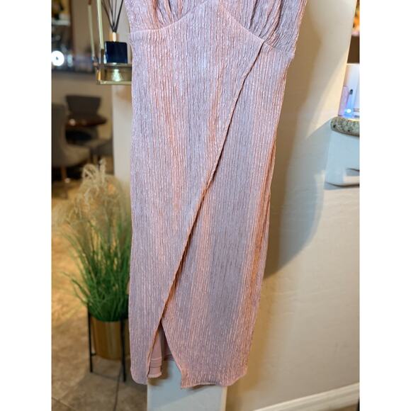 Lulu's View and I Mauve Pink Tie-Back Faux-Wrap Midi Dress Small 0-4 - Picture 5 of 8